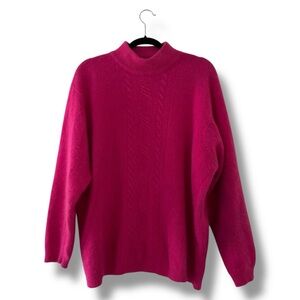 Hastings & Smith Pink Fuchsia Angora Wool Blend Mockneck Sweater Cable Knit 3X